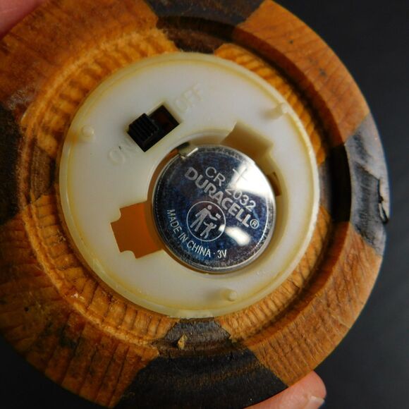 Hand Turned Wooden Vase Tea-Light Candle Holder Stripe Walnut Birch? Wood Decor - Picture 12 of 15